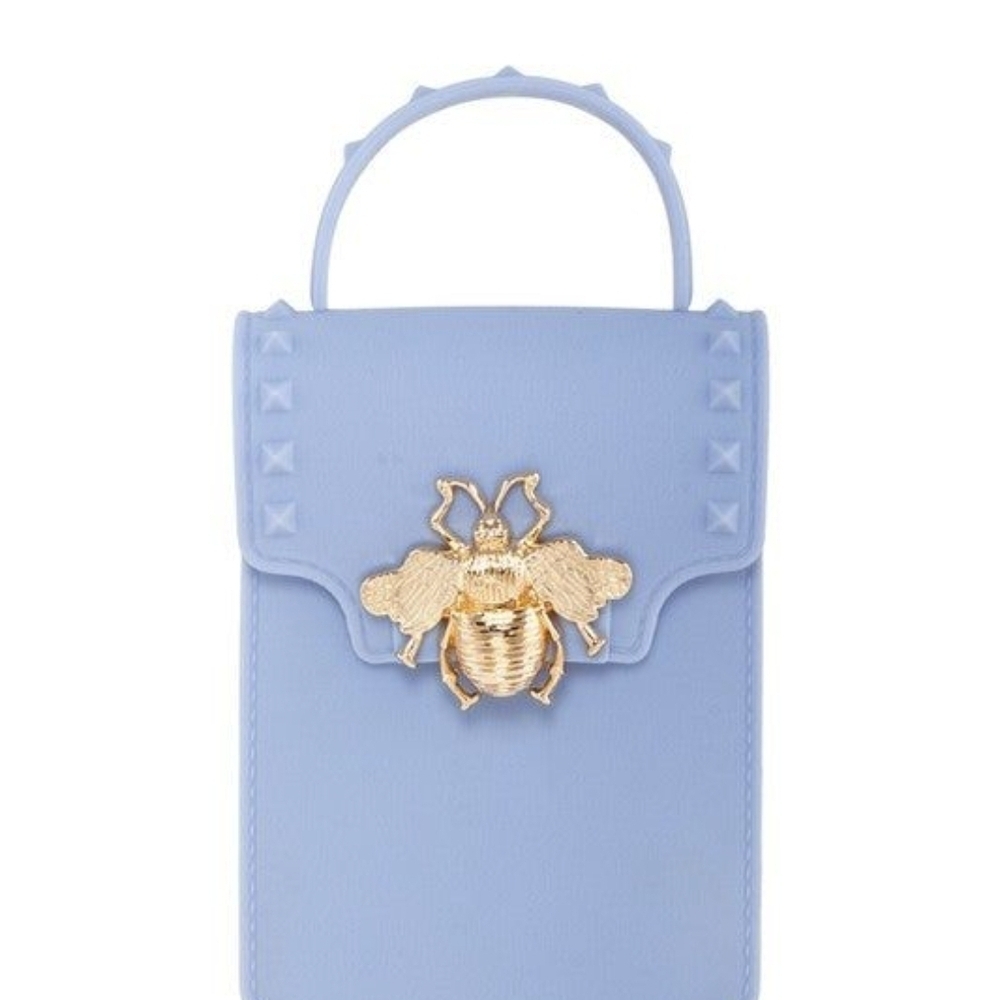 Elegant Blue Mini Bag with Gold Bee Detail - Picture 3 of 13